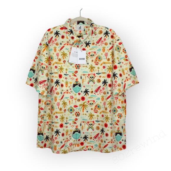 NEW XL Kalvero Adventure Awaits Aloha Hawaiian Shirt LinenBlend Beach Surf - Picture 1 of 10